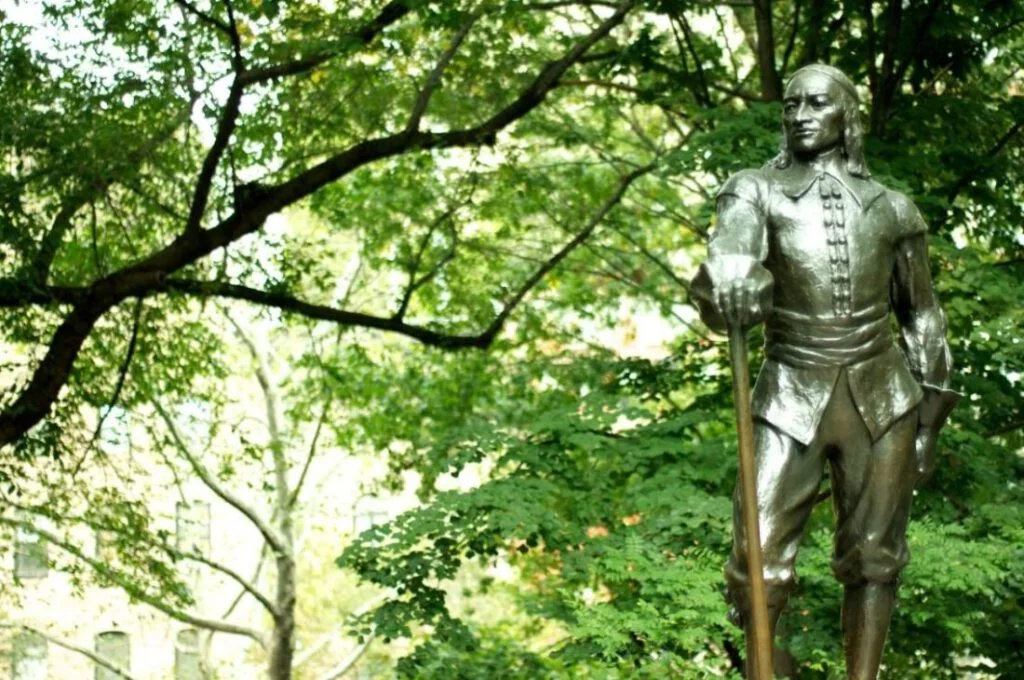 Standbeeld van de Nederlandse gouverneur-generaal op Stuyvesant Square in New York