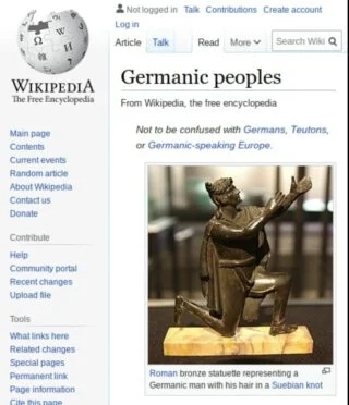 Engelstalige Wikipedia-pagina over 'Germanen'