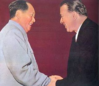 Mao Zedong en Enver Hoxha in 1956