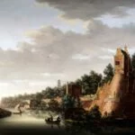 Gezicht op de stadswal van Utrecht met rechts het bastion Zonnenburg, 1758 - Pieter Jan van Liender