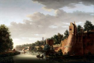 Gezicht op de stadswal van Utrecht met rechts het bastion Zonnenburg, 1758 - Pieter Jan van Liender