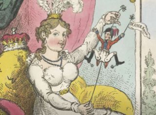 De prins van Oranje als speeltje voor prinses Charlotte, 1814, George Cruikshank, 1814