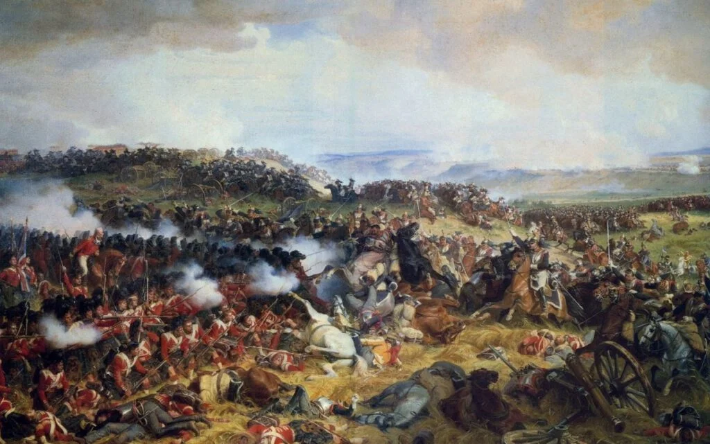 Slag bij Waterloo - Een Brits carré slaat de Franse cavalerie af - Henri Félix Emmanuel Philippoteaux