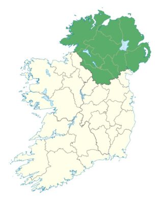 Locatie van Ulster, in het groen