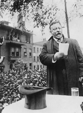 Theodore Roosevelt tijdens de presidentscampagne van 1912