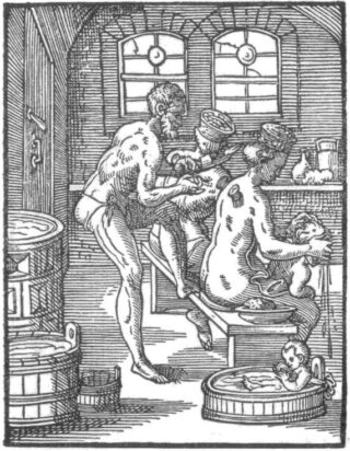 Behandeling van een gast in een badhuis - Jost Amman, 1568 