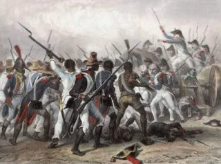 Slag bij Vertières - Haïtianen nemen het op tegen Franse troepen, 1803 - Schilderij Auguste Raffet