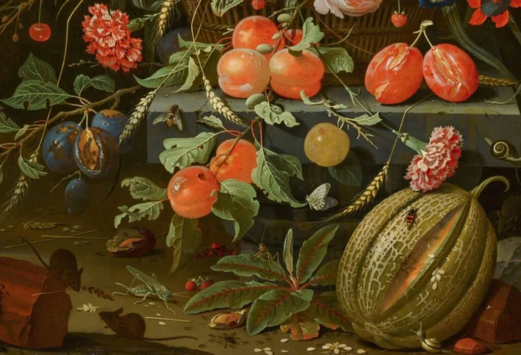 'Stilleven met bloemen en vruchten' - Abraham Mignon, 1670 - detail 