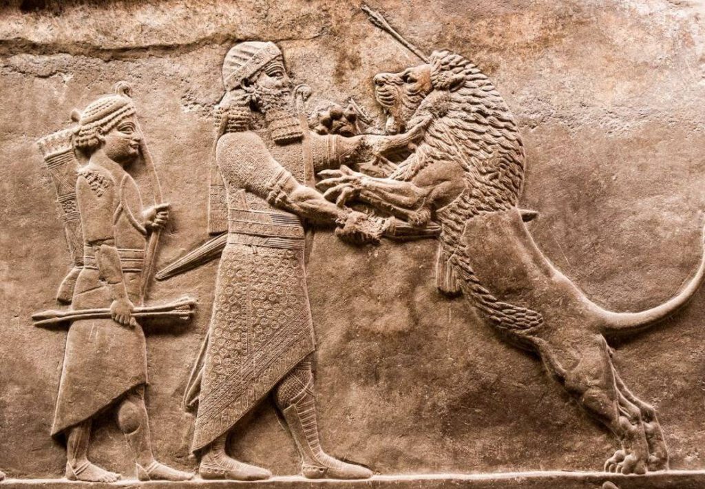 Bekend reliëf uit het Assyrische paleis in Nineve