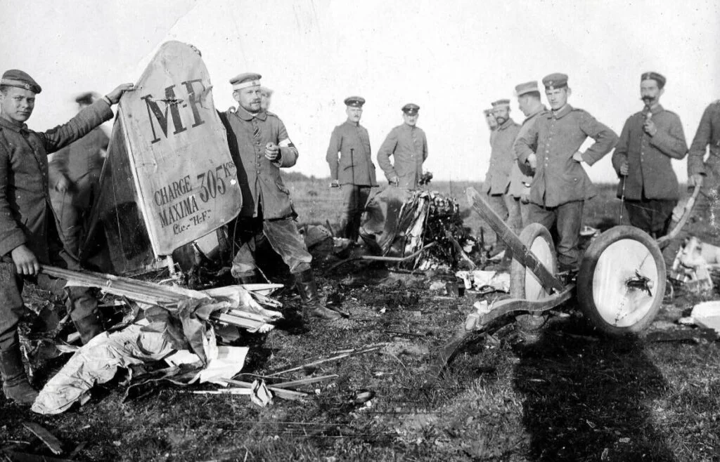 Restanten van het eerste door Robert von Greim neergeschoten vliegtuig, 1915