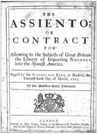 Voorblad van het Asientoverdrag tussen Engeland en Spanje, 1713