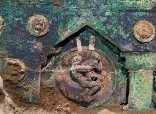 Detail op de Romeinse wagen (Archaeological Park of Pompeii)