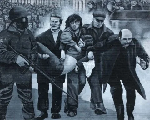 Bloody Sunday muurschildering in Derry