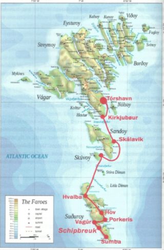 Tocht van de schipbreukelingen over land en zee naar de hoofdstad Torshavn - Uit het boek Westerbeek 1742 – blz.60
