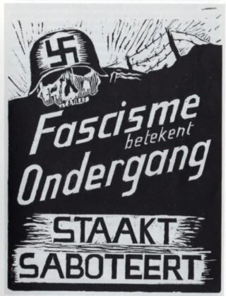 Een van de affiches die Hoogendoorn drukte. Privécollectie