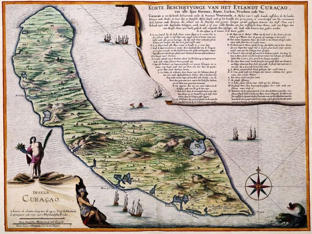 Eind zeventiende-eeuwse kaart van Curacao 