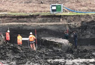 Archeologen op de vindplaats