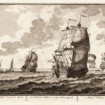 Adolf van der Laan : Ets: een Hollandse hekboot , in zijn wenden Leggende