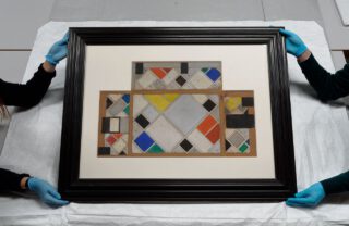 De ingelijste maquette van Van Doesburg