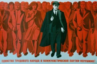 Propagandaposter met Lenin als boegbeeld van het communisme