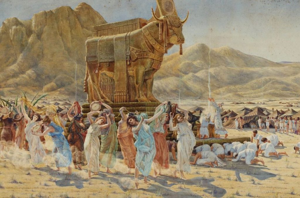 De Israëlieten dansen voor het gouden kalf - Henri-Paul Motte