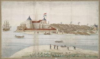 Fort Elmina door Gerard van Keulen, 17e eeuw. Nationaal Archief