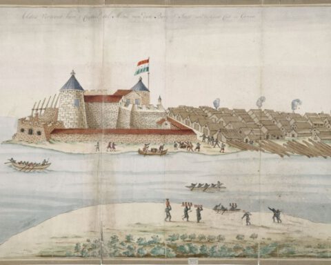 Fort Elmina door Gerard van Keulen, 17e eeuw. Nationaal Archief