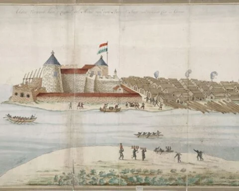 Fort Elmina door Gerard van Keulen, 17e eeuw. Nationaal Archief