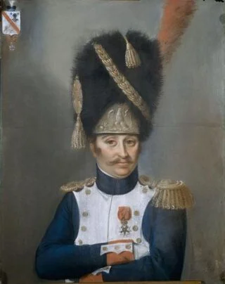 Officier van de Keizerlijke Garde van Napoleon Bonaparte met berenmuts