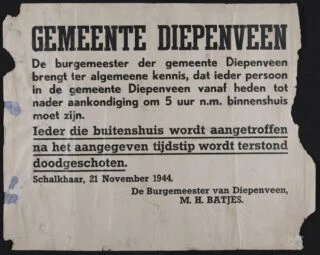 Sperrzeit - Kennisgeving in Diepenveen, 1944