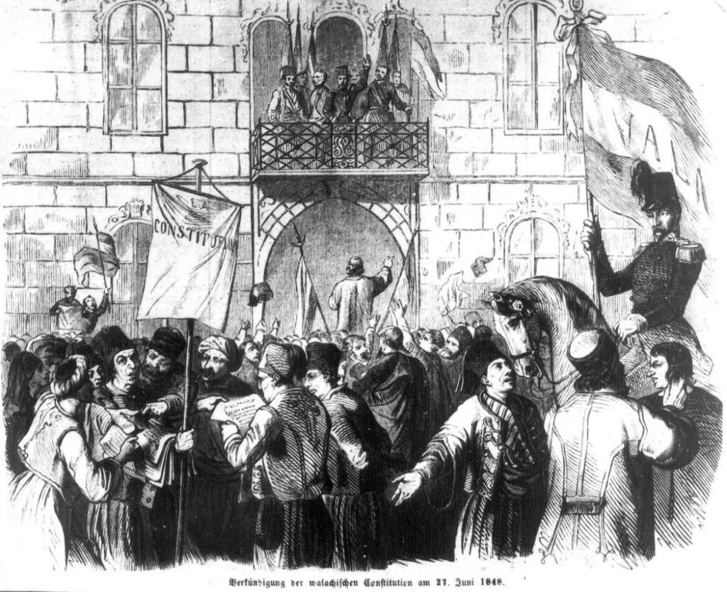 Revolutionairen kondigen een nieuwe grondwet af in Walachije, juni 1848