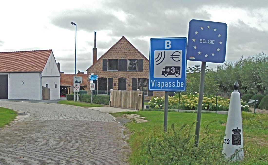 De grensovergang van Nederland naar België - ter hoogte van Middelburg