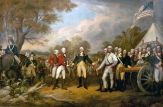 De Slag bij Saratoga - Schilderij van de overgave van generaal Burgoyne