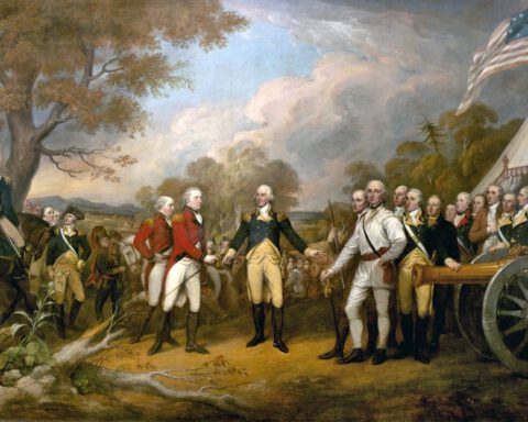 De Slag bij Saratoga - Schilderij van de overgave van generaal Burgoyne