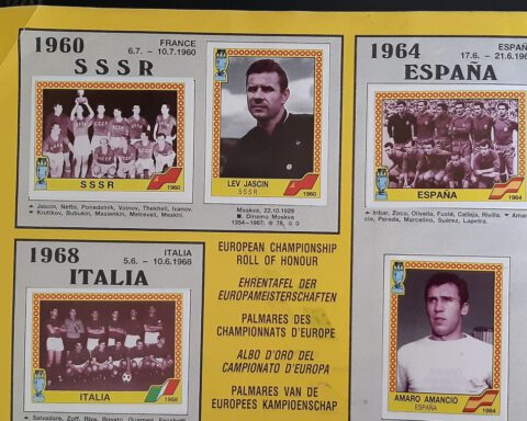 Eerste winnaars van het EK Voetbal in het Panini-album van 1988