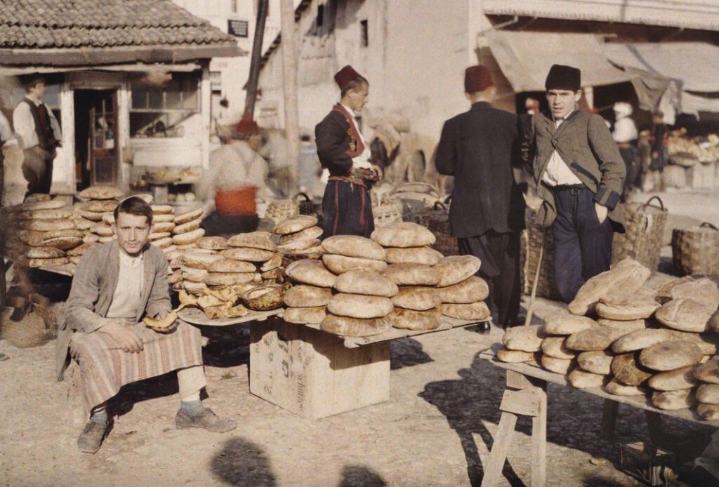 Broodmarkt in Bosnië-Herzegovina, ca. 1912 - Photochrom