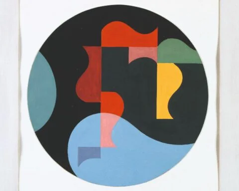 Sophie Taeuber-Arp - Composition dans un cercle (éléments d’objets coïncidents), 1936 - Gouache op papier, 27,8 × 26 cm - © Privébezit Depositum Aargauer Kunsthaus Aarau - Fotocredit: Peter Schälchli