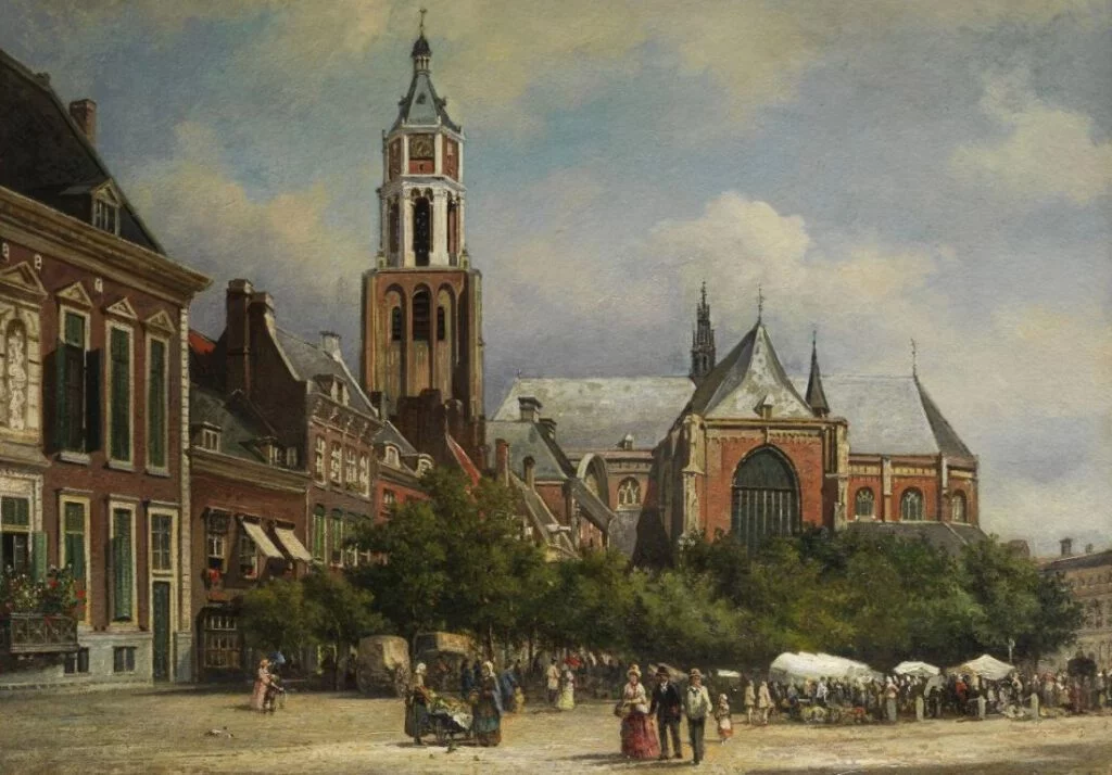 Eusebiuskerk in 1884 - Detail van een schilderij van Elias van Bommel