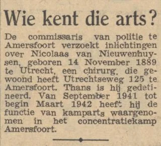 Bericht in 'De waarheid' van 2 juni 1948 over Nicolaas van Nieuwenhuysen