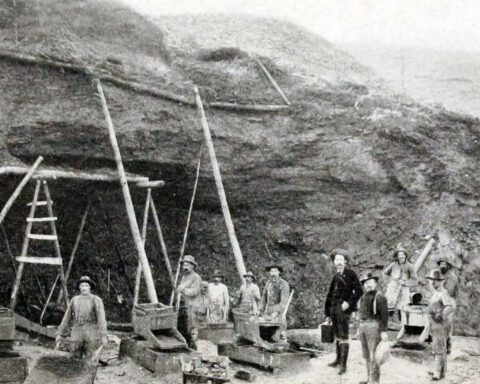 Gouddelvers bij Klondike, ca. 1899
