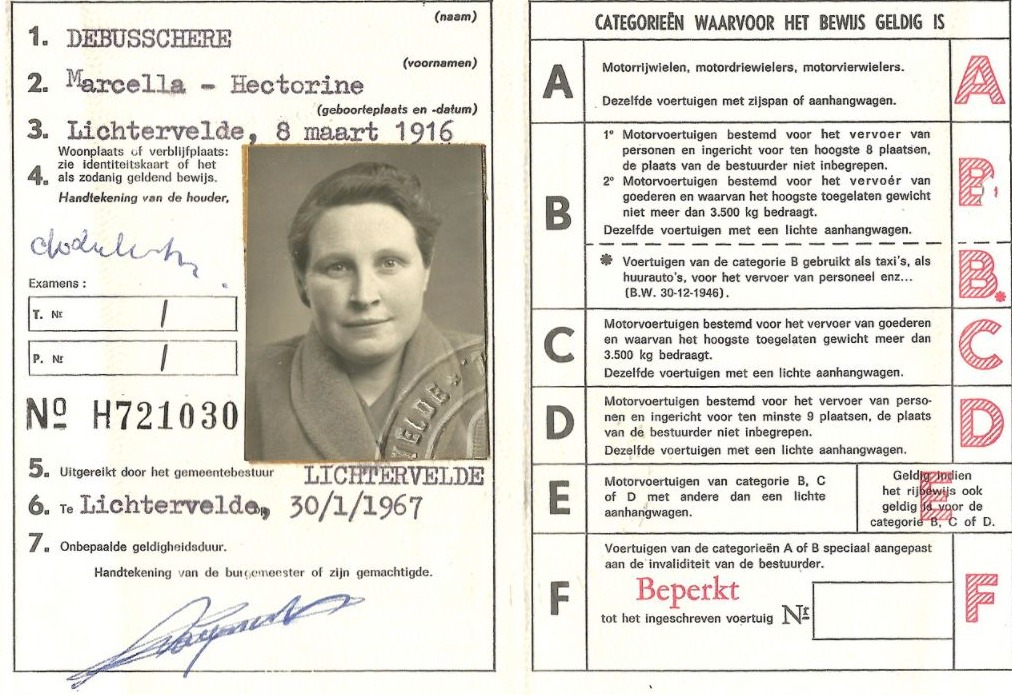 Nederlands rijbewijs uit 1967