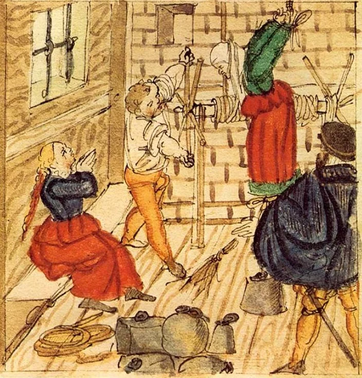 Marteling van een van hekserij verdachte vrouw, 1577