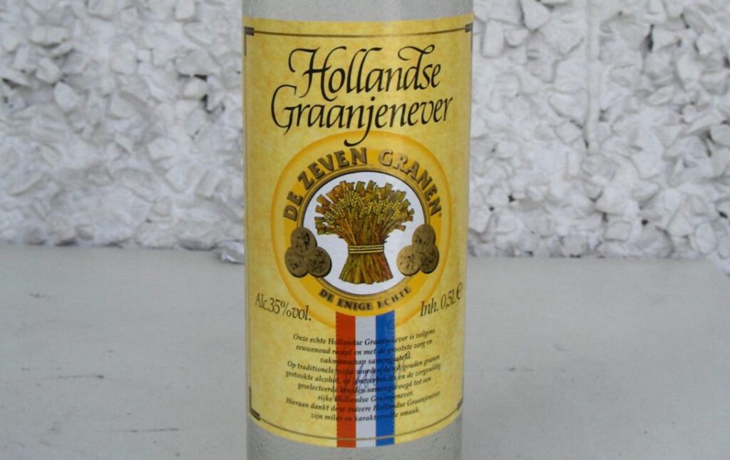 Etiket van een fles Hollandse graanjenever