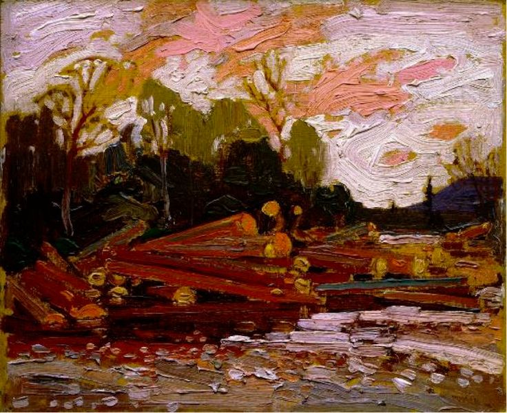 Tom Thomson Abandoned Logs, 1915 Olieverf op board 21.6 x 26.6 cm Aangekocht 1974 McMichael Canadian Art Collection 1974.3