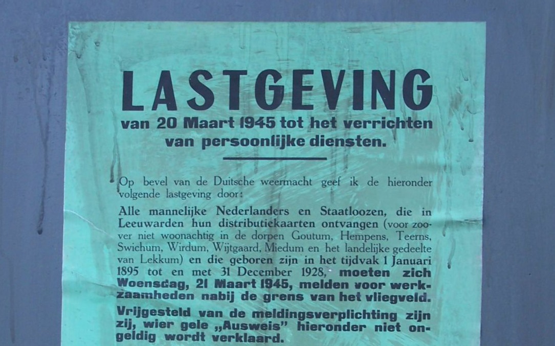 Oproep tot dwangarbeid in Friesland, 1945