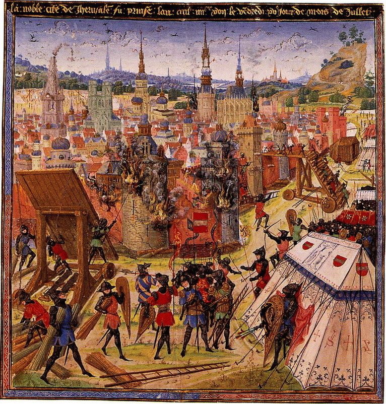 De inname van Jeruzalem markeerde het succes van de Eerste Kruistocht - Afbeelding uit de 14e of 15e eeuw