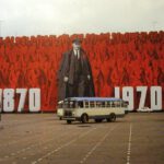 Grote afbeelding van Lenin in toenmalig Leningrad (Sint-Petersburg), 1970