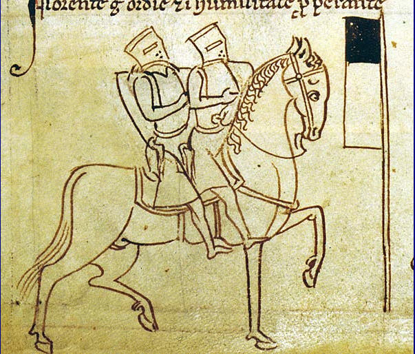 Afbeelding van twee Tempeliers gezeten op een paard