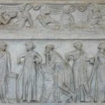 De negen muzen – Clio, Thaleia, Erato, Euterpe, Polyhymnia, Calliope, Terpsichore, Urania en Melpomene – op een Romeinse sarcofaag uit de 2e eeuw.