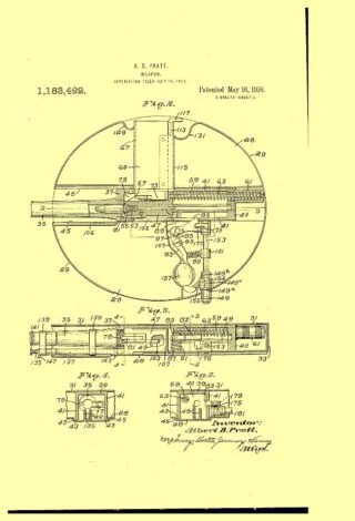 De schiethelm van Albert B Pratt - Patenttekening